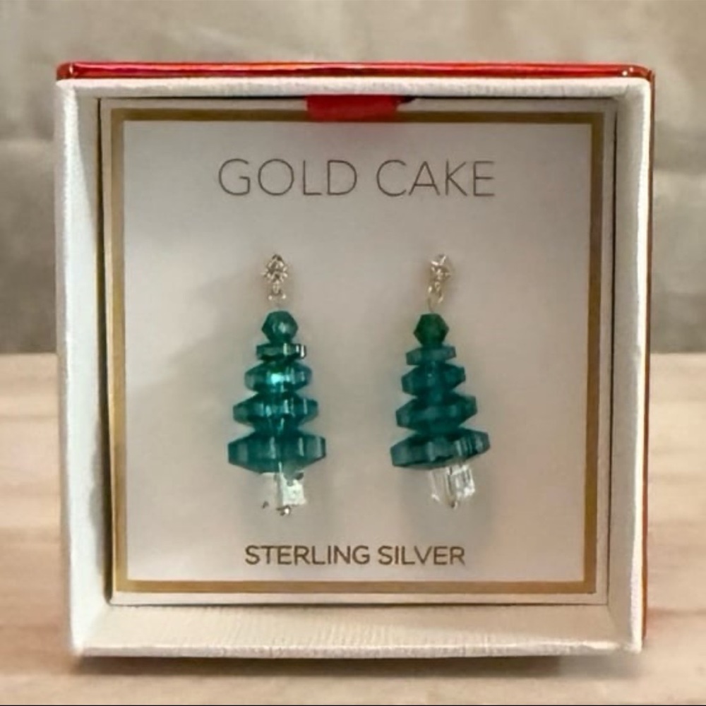 Gold Cake Christmas Tree Earring